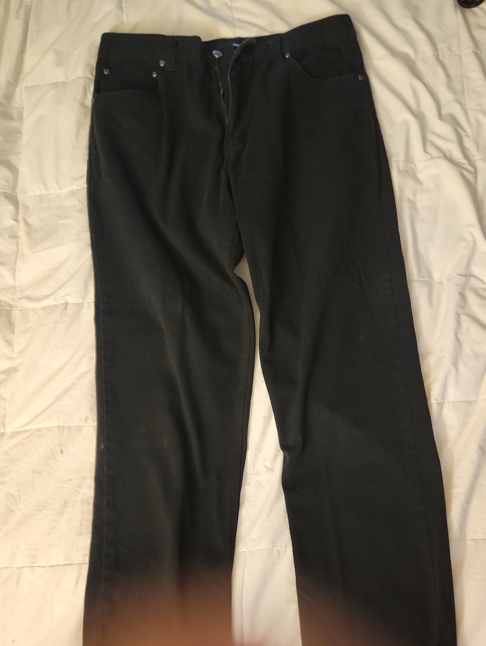 Black Cotton Casual Dress Pants